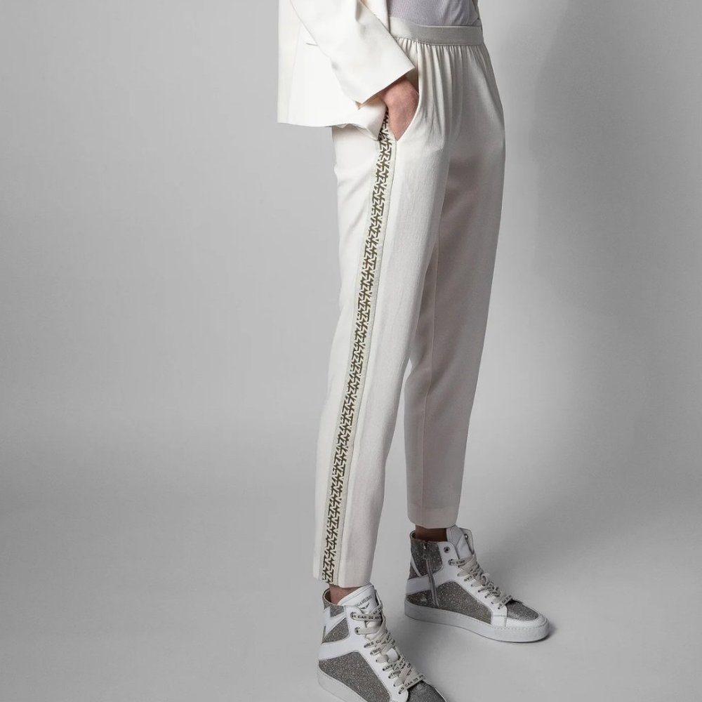 Zadig & Voltaire Paula Band Pants Size 34 Cream